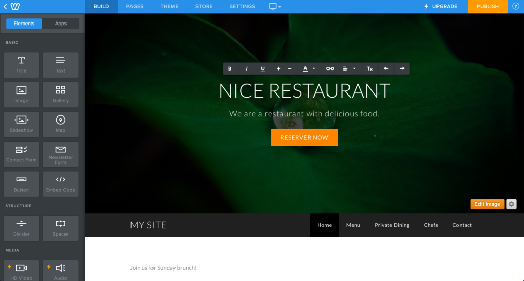 Weebly and Squarespace provide a similar editing experience.