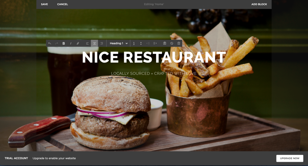 The Squarespace inline, front-end editor.