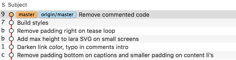 Image of a list of Git commits