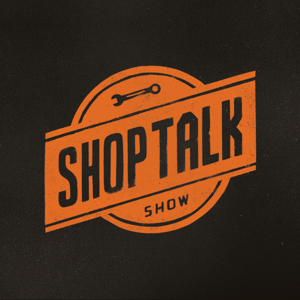 Black and orange, circular logo for the Shoptalk Show podcast