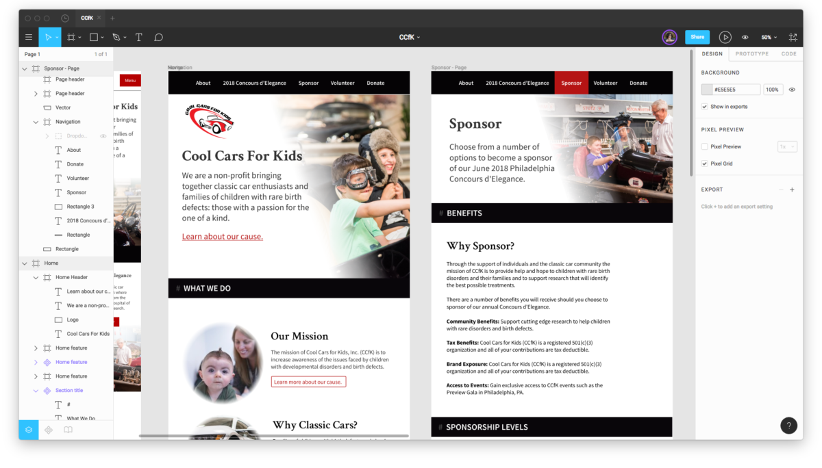 Screenshot of header designs in the Figma design application