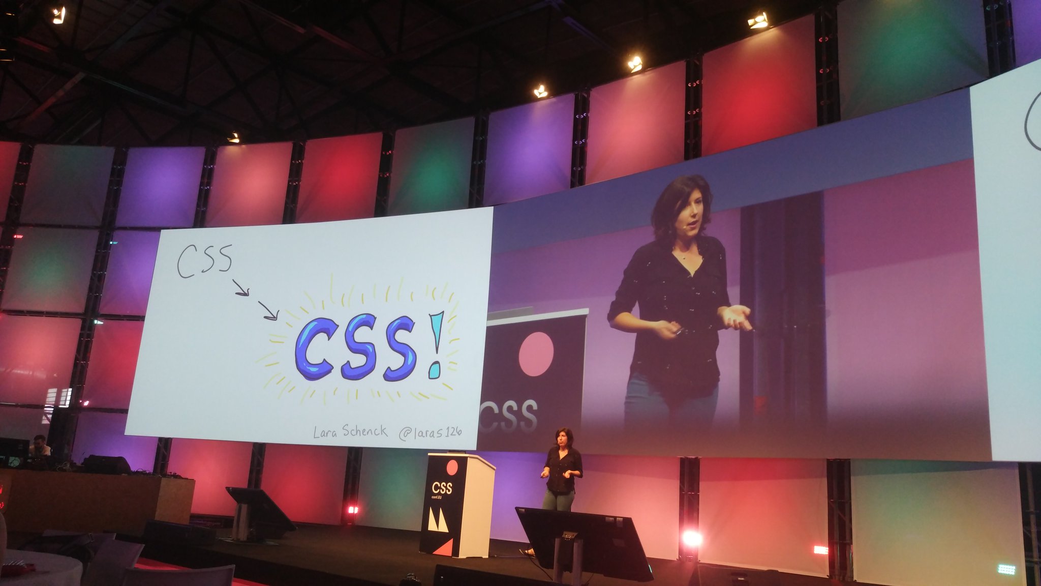 Lara speaking at a big conference about CSS!