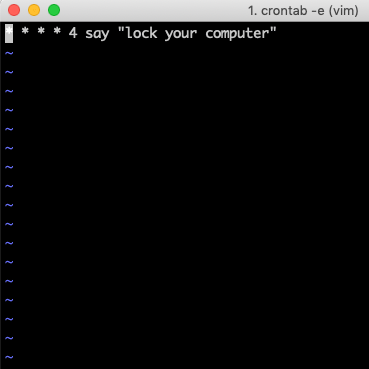 Screen shot of a terminal window that says "lock your computer"