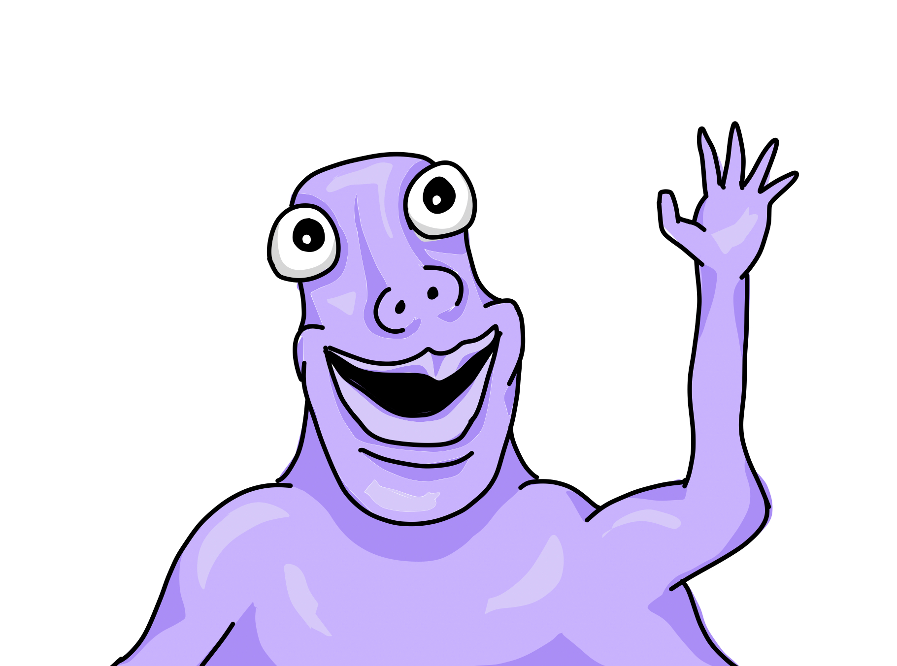 Purple monster waving